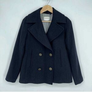 Club Monaco Women’s Cropped Peacoat Wool Blend Double Breasted Jacket Navy XS